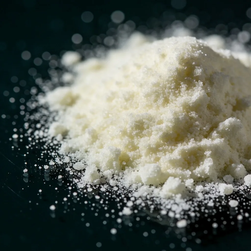 Magnesium powder crystals on dark glass