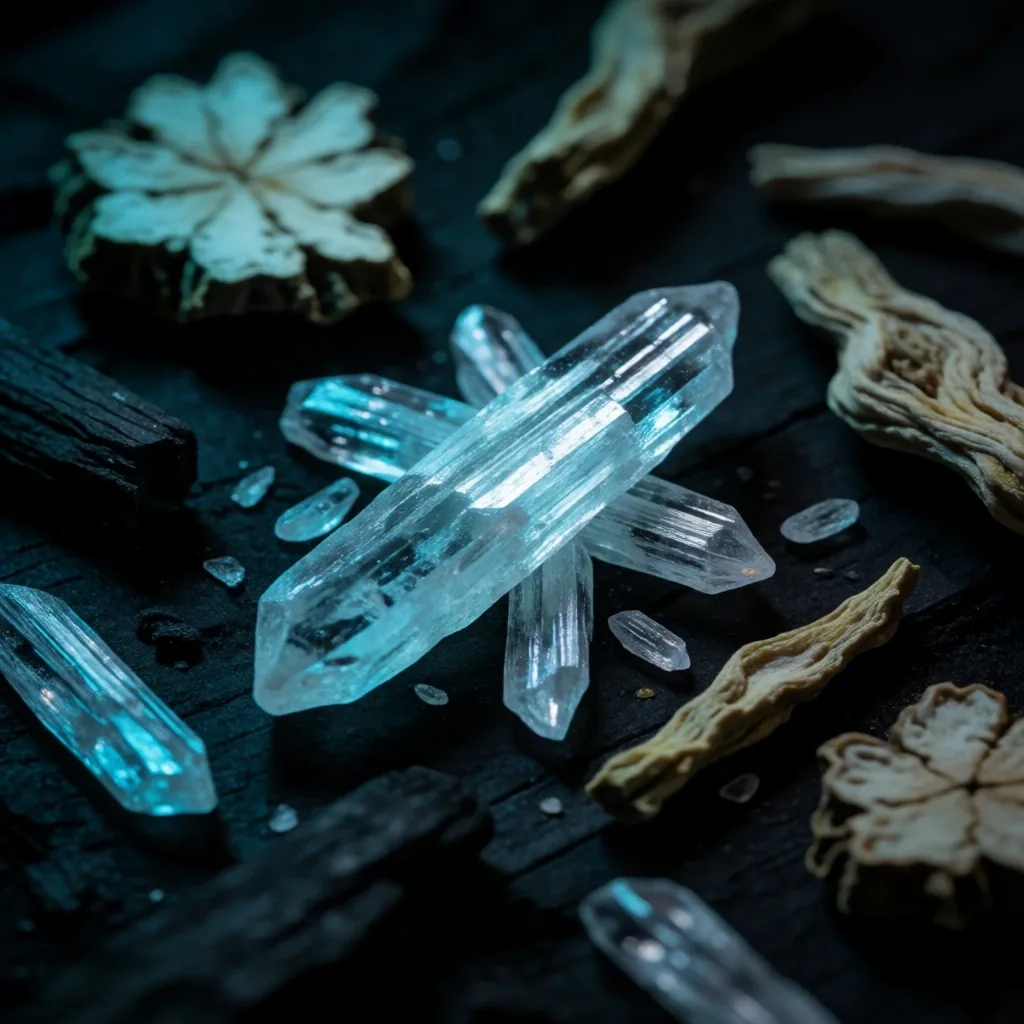 Supplement ingredients on a dark laboratory surface